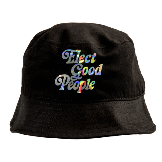 Black Holographic Logo Bucket Hat