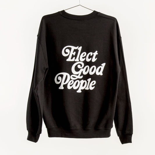 Black Crewneck Sweatshirt with White Logo