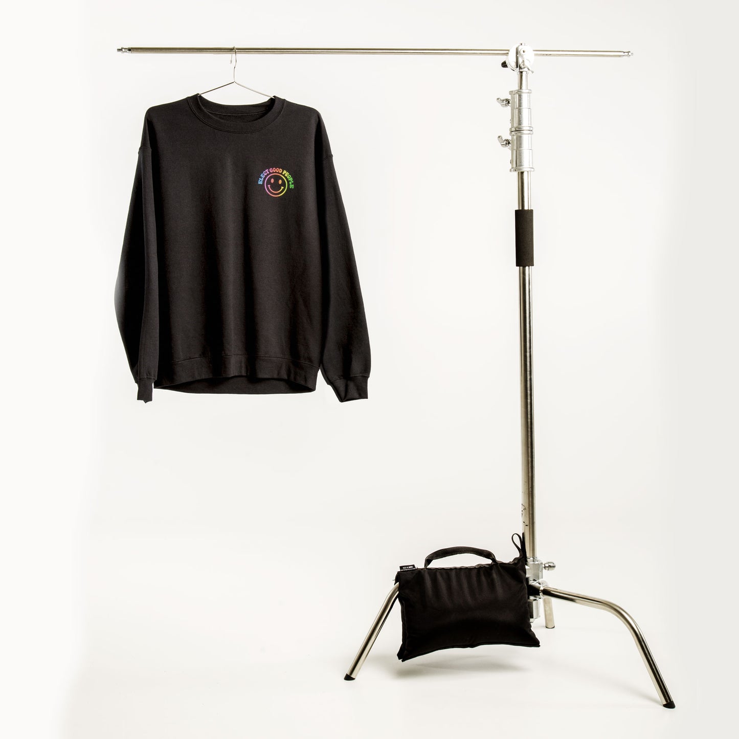 Black Crewneck with Rainbow Smiley