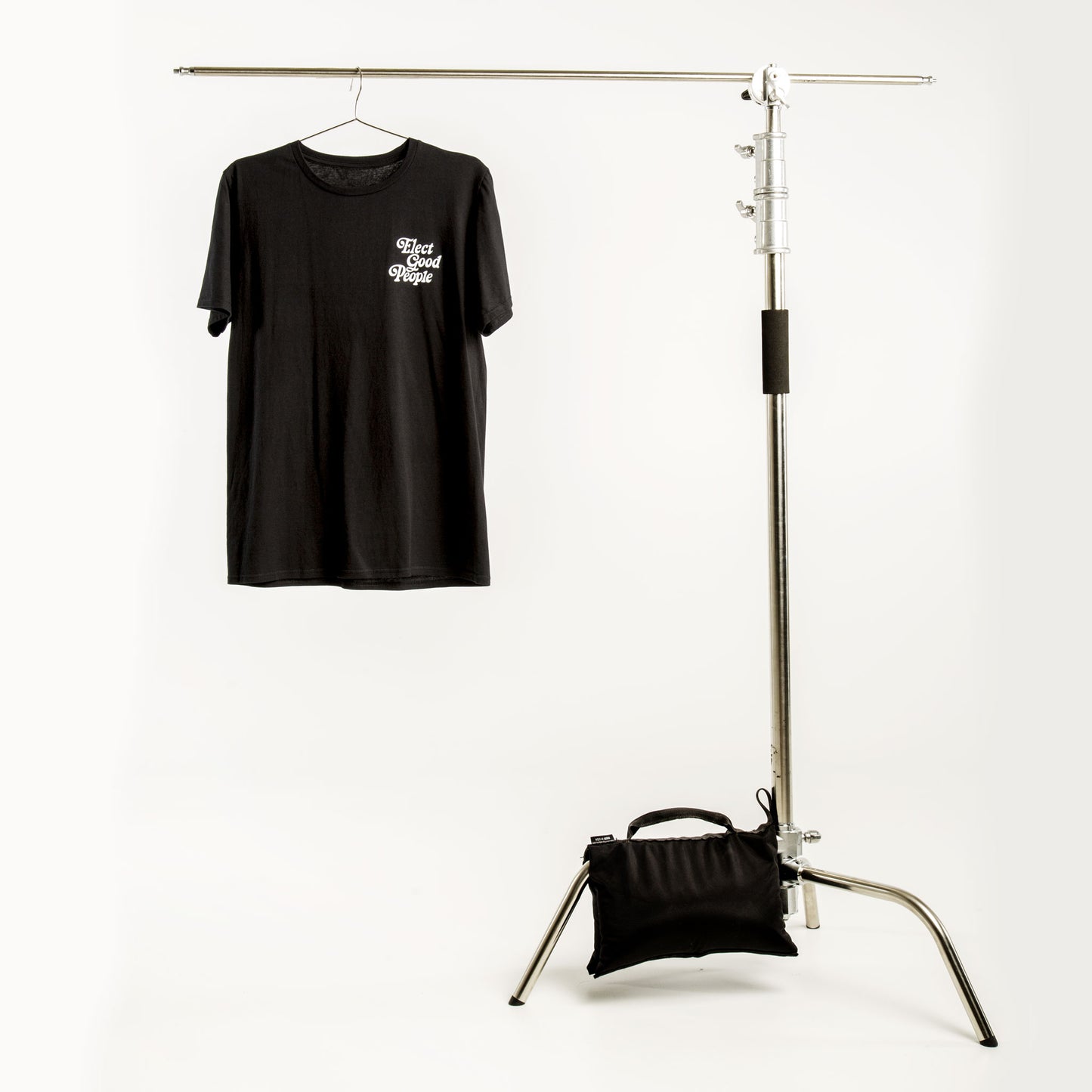 Black T-Shirt with White Pocket Logo