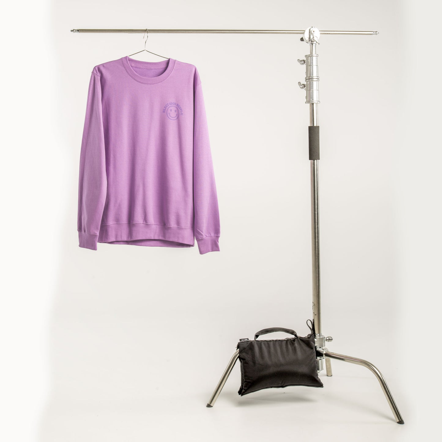 Pink Crewneck with Lavender Smiley