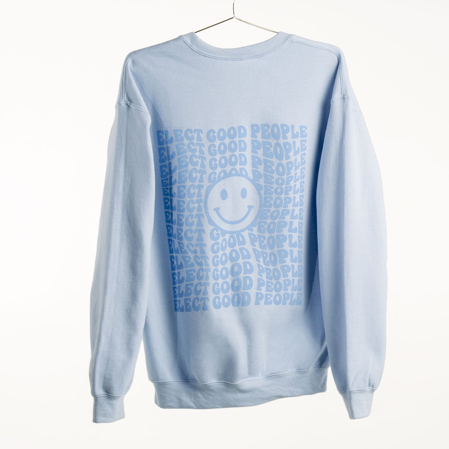 Light Blue Crewneck with Blue Smiley