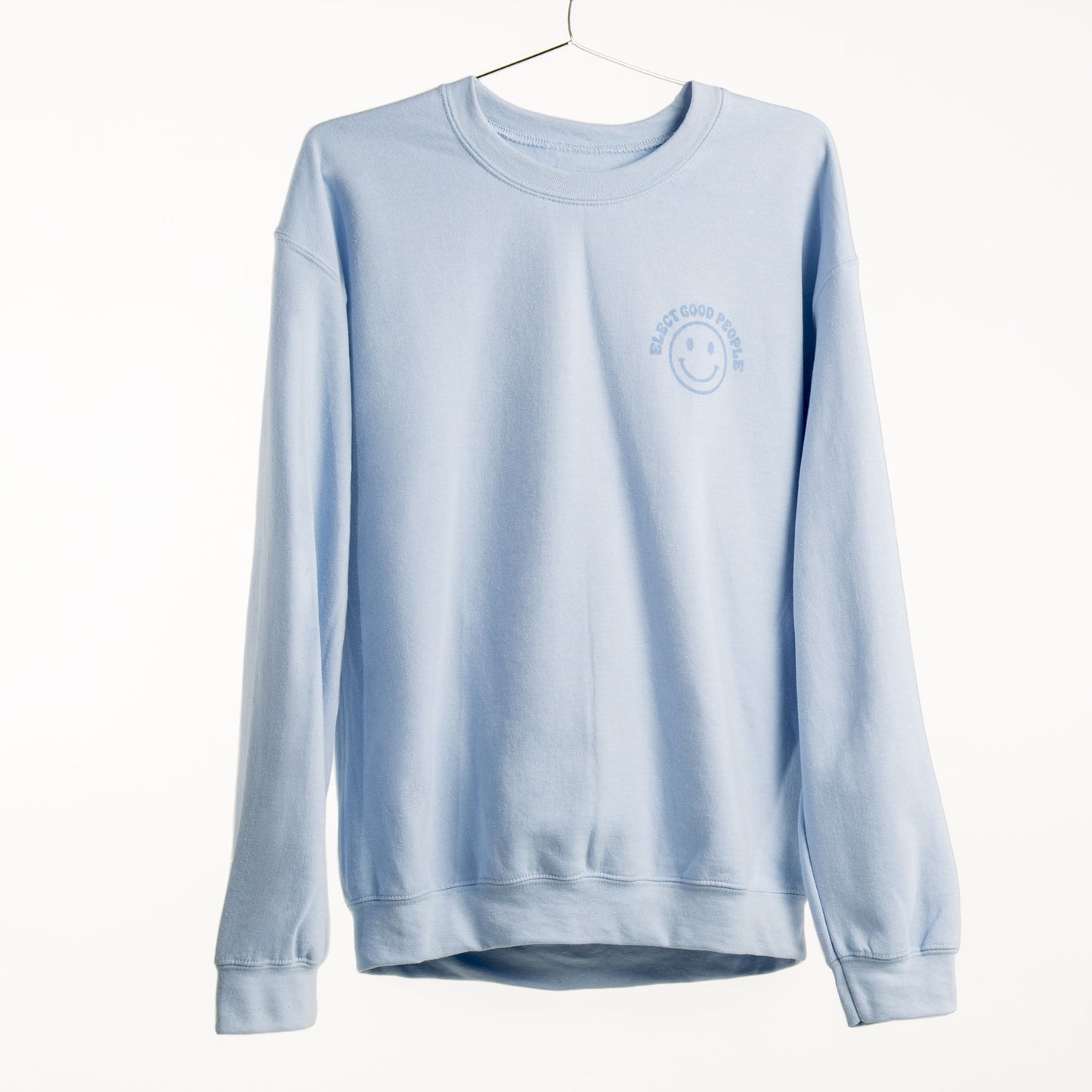 Light Blue Crewneck with Blue Smiley