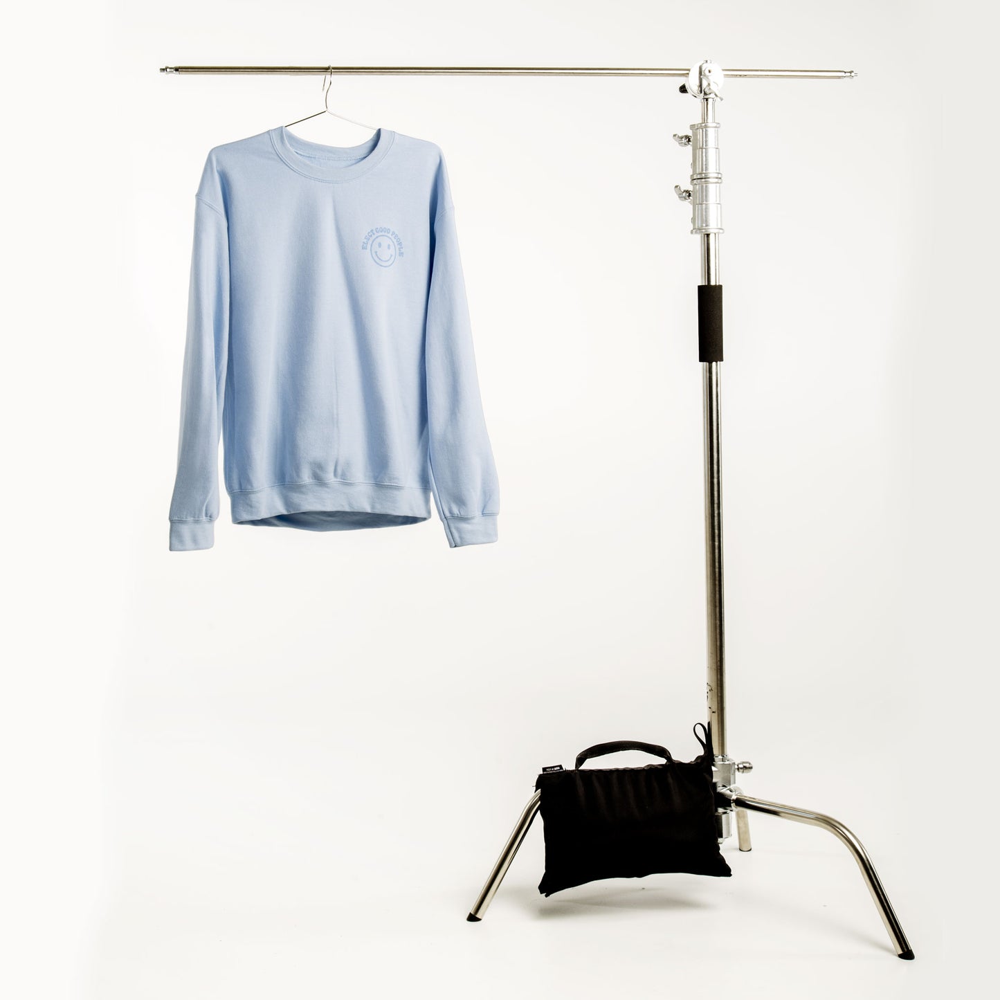 Light Blue Crewneck with Blue Smiley