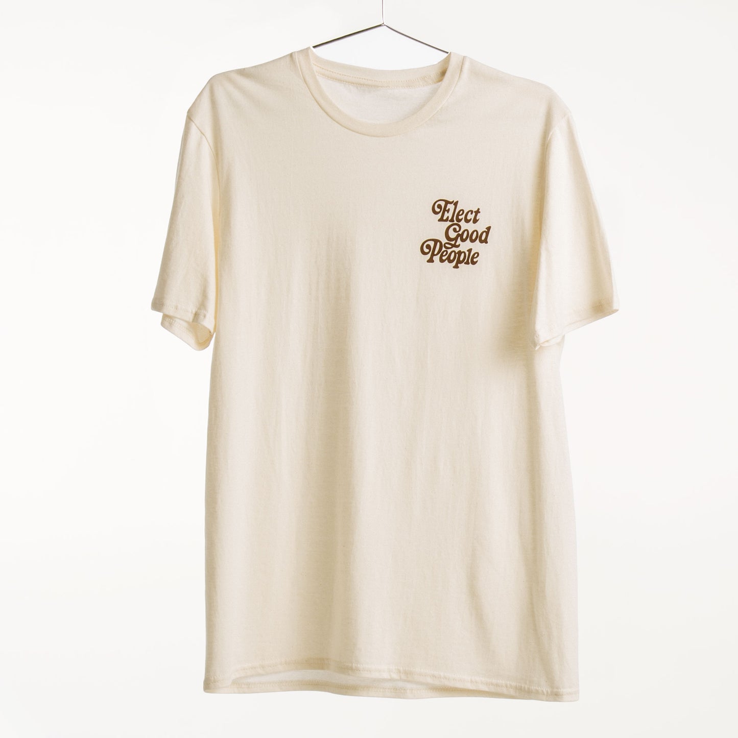 Beige T-Shirt with Brown Pocket Logo