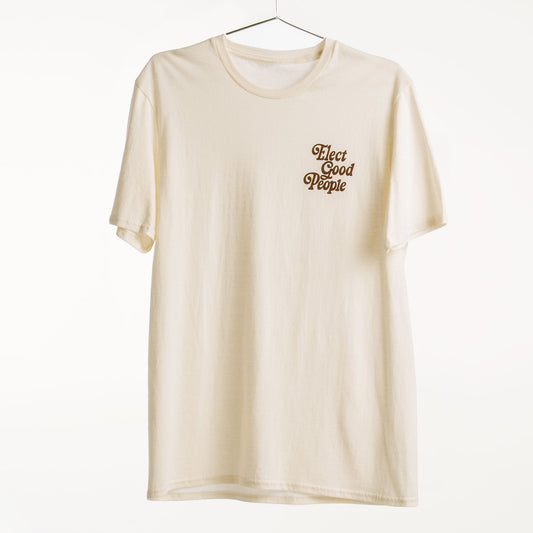 Beige T-Shirt with Brown Pocket Logo