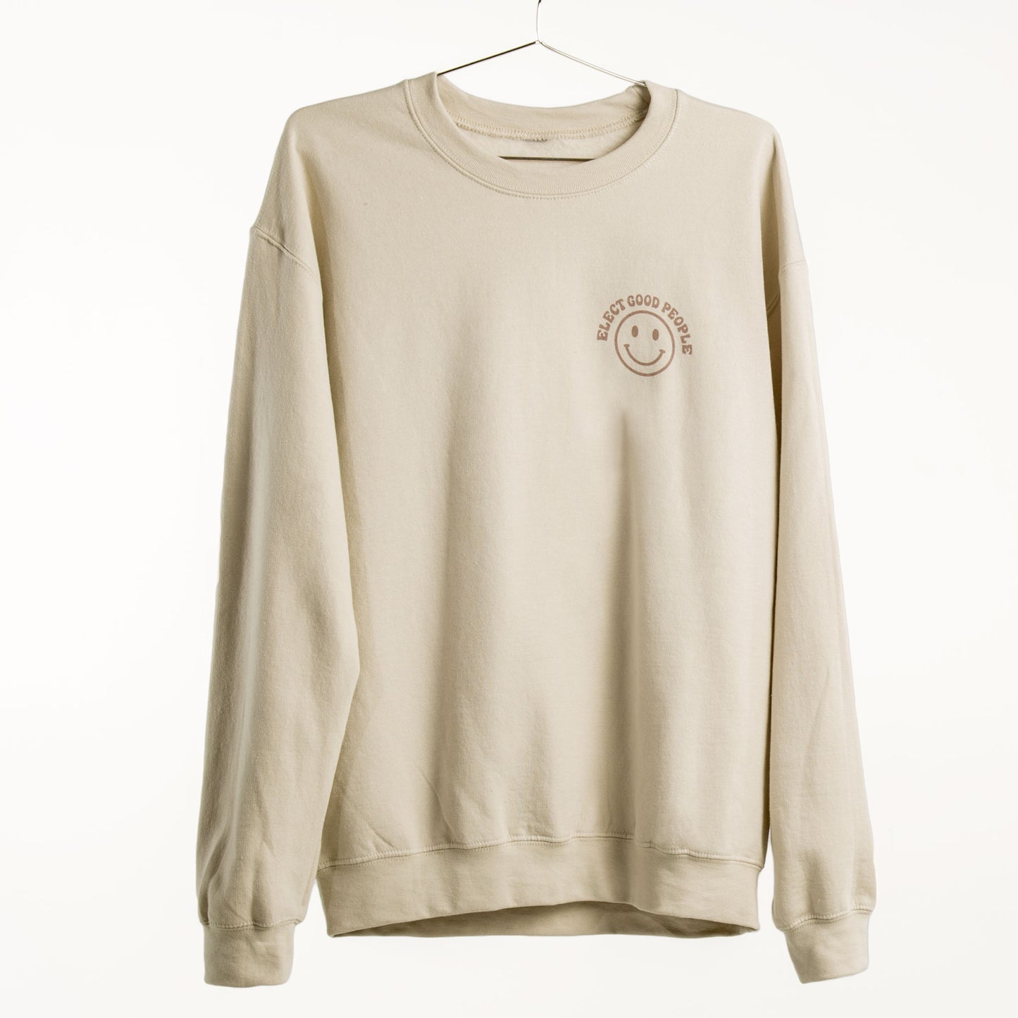 Beige Crewneck with Brown Smiley