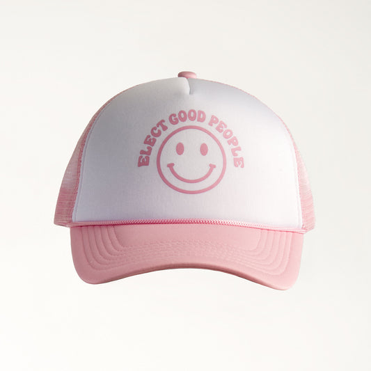 Pink Smiley Trucker Hat