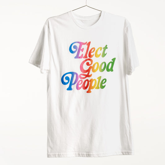 White T-Shirt with Rainbow Logo