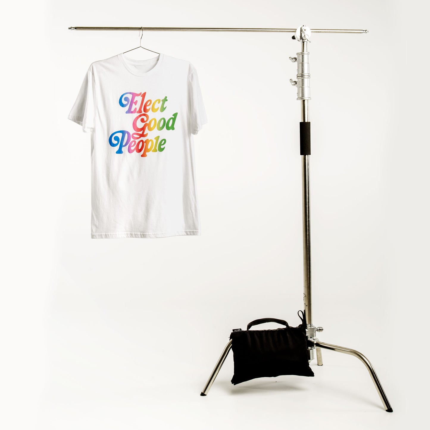 White T-Shirt with Rainbow Logo