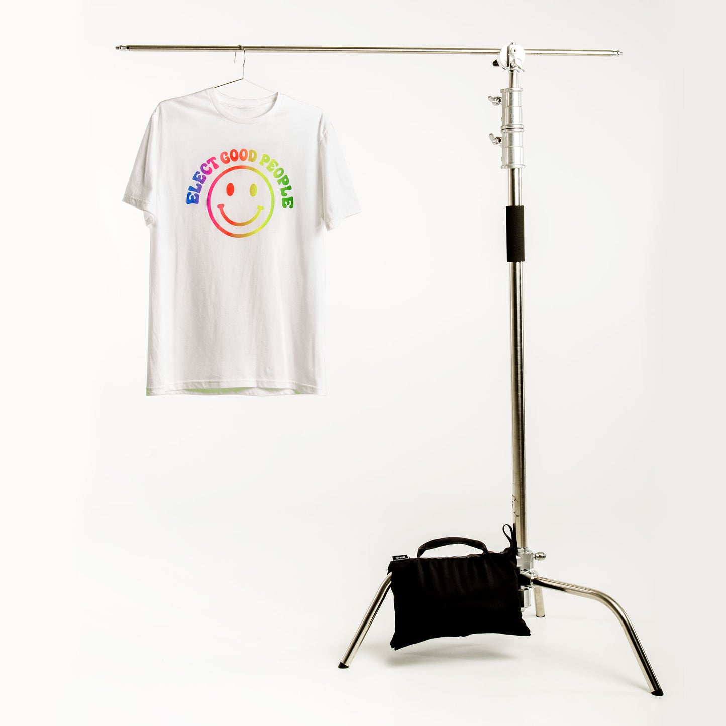 White T-Shirt with Rainbow Smiley