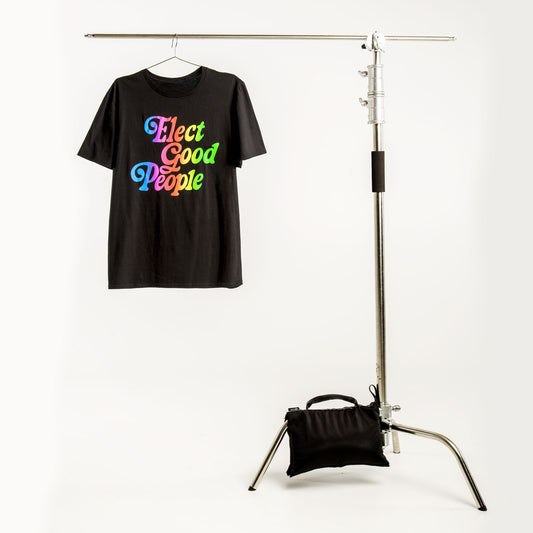 Black T-Shirt with Rainbow 'Enjoy' Logo
