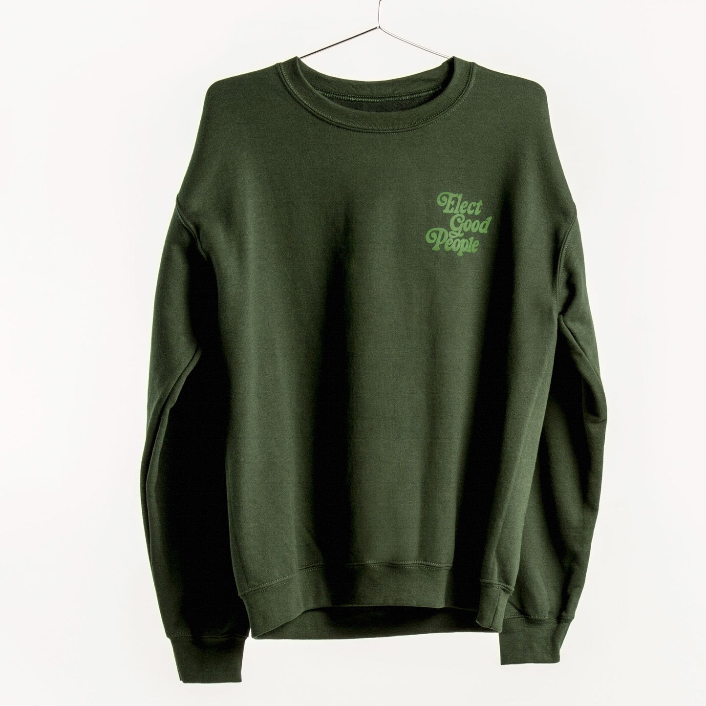 Forest Green Crew Sweatshirt with Light Green Logo
