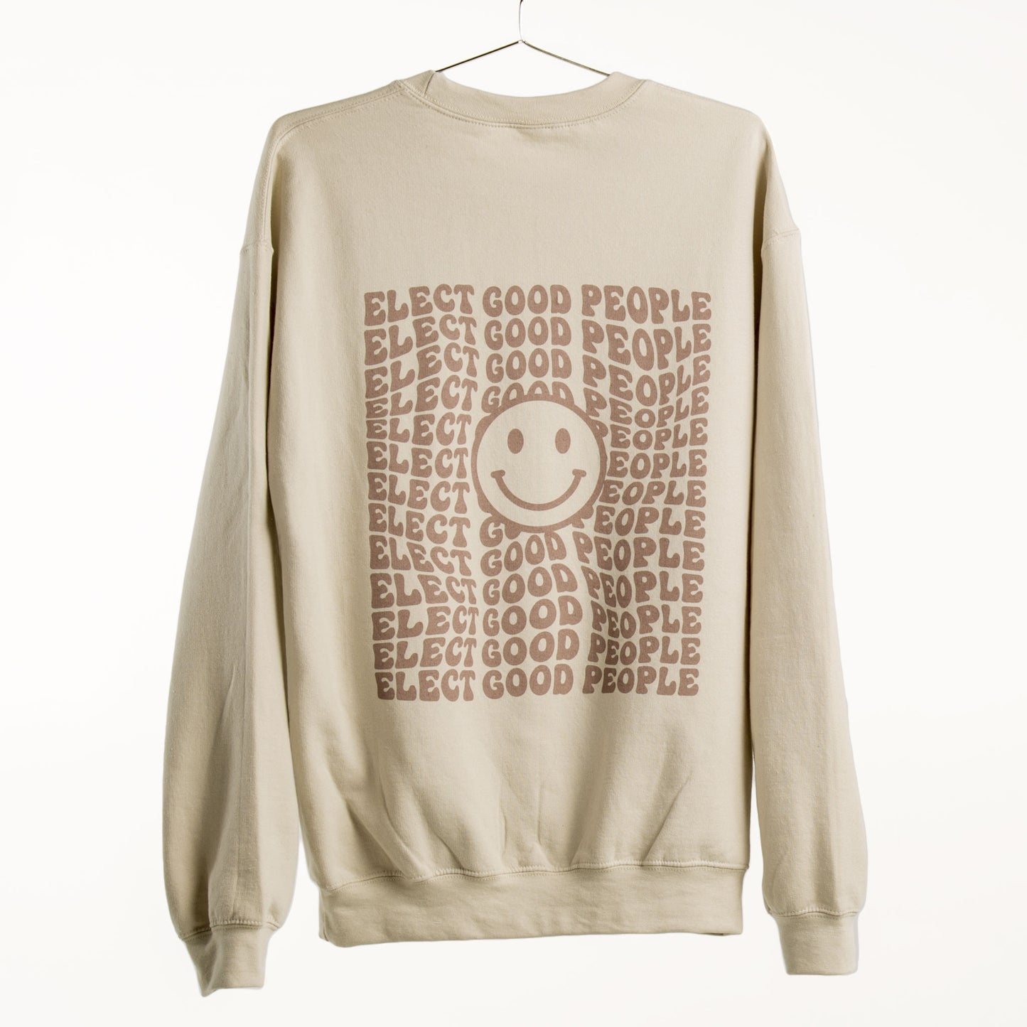 Beige Crewneck with Brown Smiley